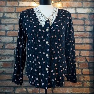 VTG Floral Collared Blouse